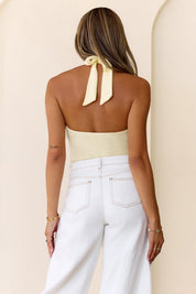 BASE Luxe Rib Simple Silhouette Halter Top Yellow