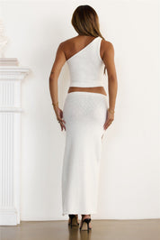 Sunlit Statements Knit One Shoulder Crop Top Cream