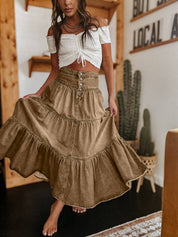 Sandie Tiered Denim Maxi Skirt