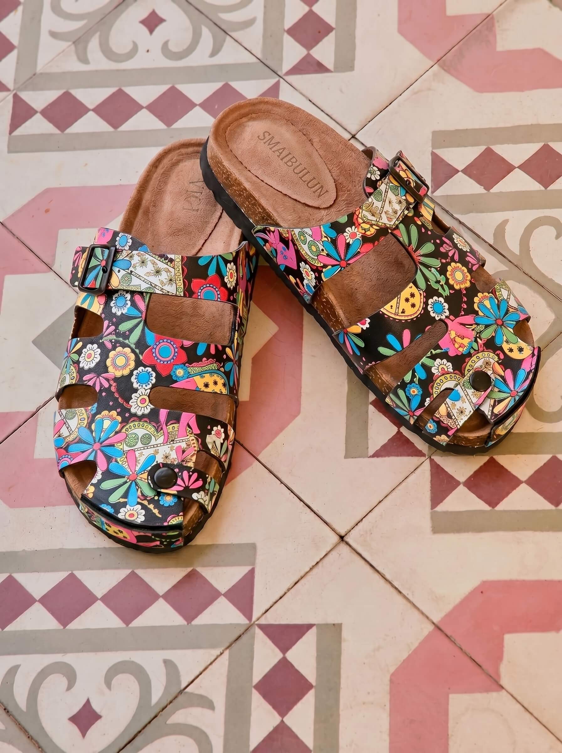 Boho Bloemenprint Slippers Dames | Comfortabele Zomerschoenen | Casual Sandalen