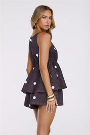 Sunlit Muse Polka Dot Top Brown