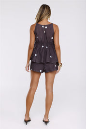 Sunlit Muse Polka Dot Top Brown