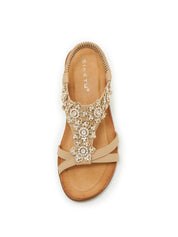 Siketu | Jaide Strass Kralen Voetbed Sandaal - beige