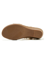Siketu | Jaide Strass Kralen Voetbed Sandaal - beige