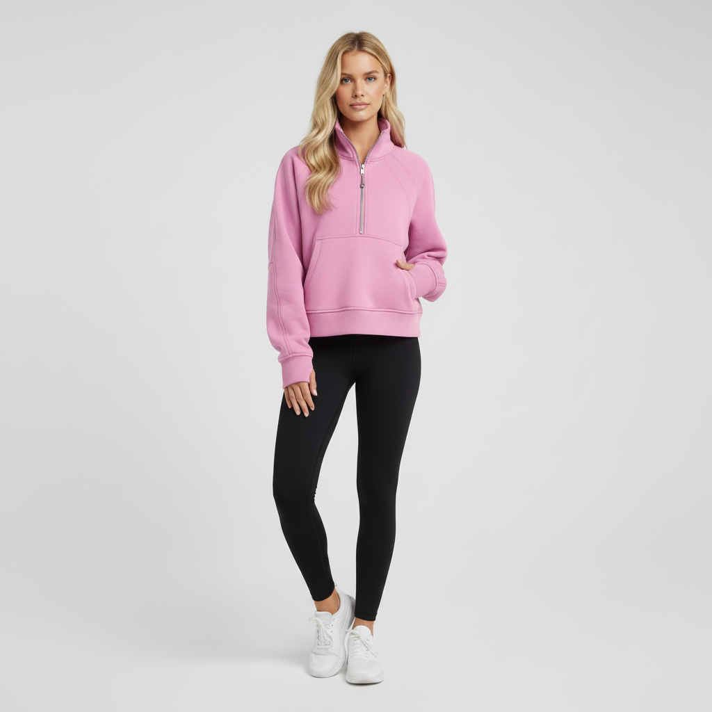 Sportieve Dames Sweater met Hoge Kraag