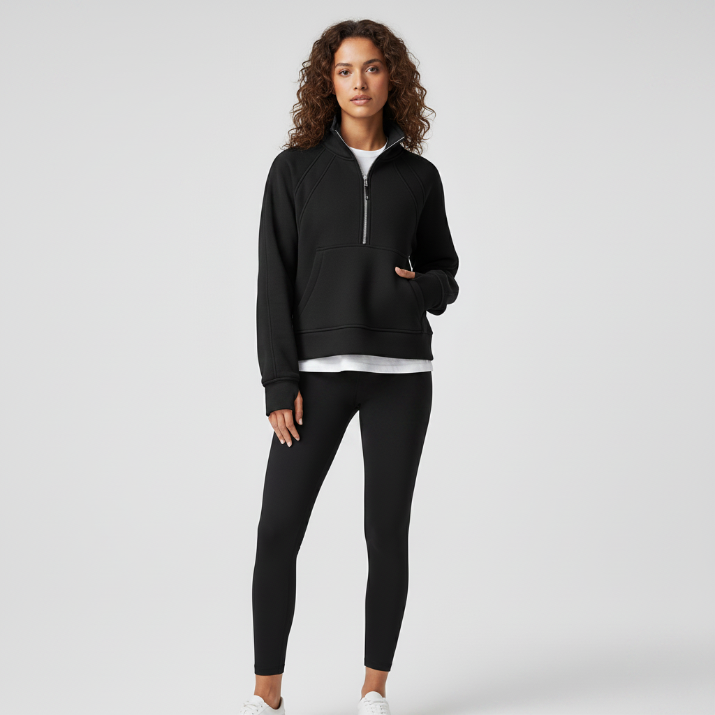 Sportieve Dames Sweater met Hoge Kraag
