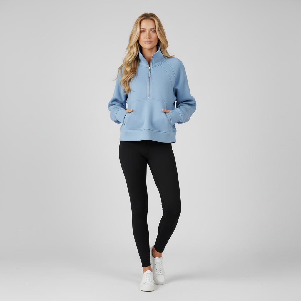 Sportieve Dames Sweater met Hoge Kraag