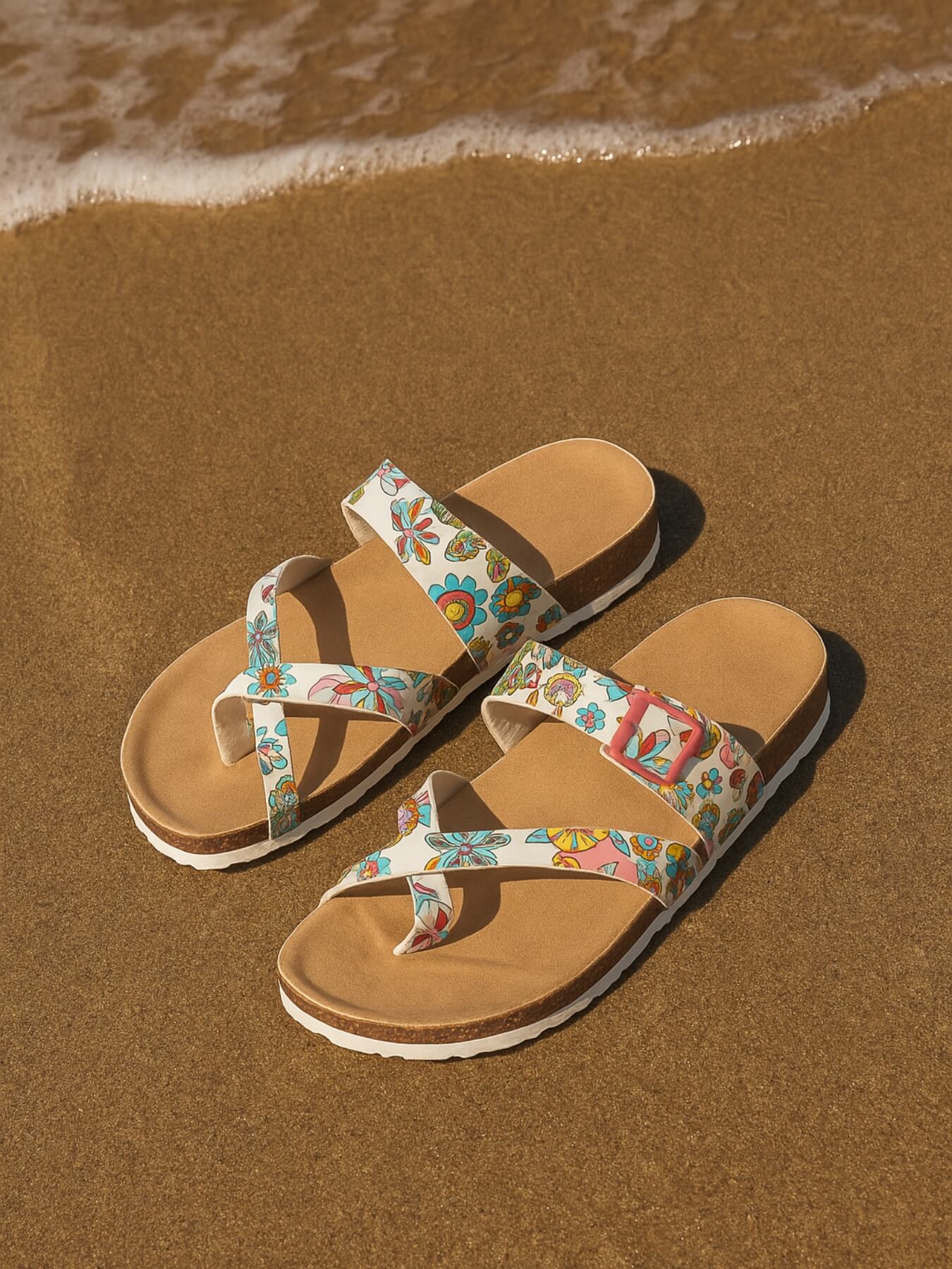 Maibulun | Criss Cross Thong Toe Footbed Sandal - floral