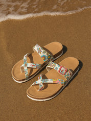 Maibulun | Criss Cross Thong Toe Footbed Sandal - floral