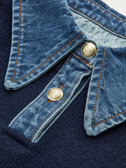 Stijvolle 2 in 1 Dames Sweater met Denim Kraag