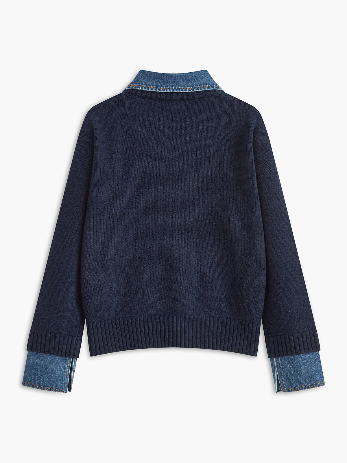 Stijvolle 2 in 1 Dames Sweater met Denim Kraag