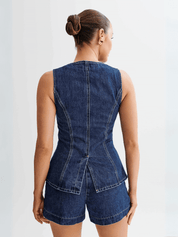 Dallas Button Front Denim Matching Sets - denim