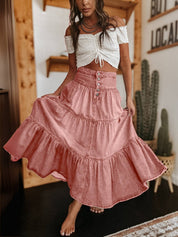 Sandie Tiered Denim Maxi Skirt