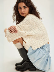 Mulled Moments Ribbed Denim Mini Skirt