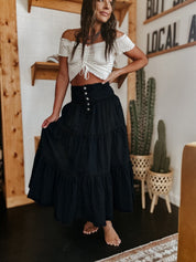 Sandie Tiered Denim Maxi Skirt