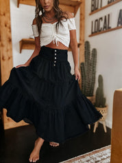 Sandie Tiered Denim Maxi Skirt