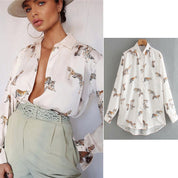 Didi Dierenprint Blouse | Een elegante, satijnen blouse voor dames