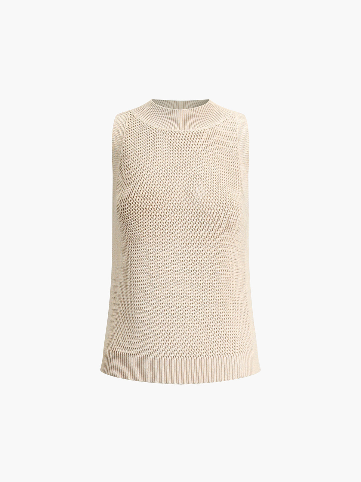 Gebreide Tanktop Dames - Hollow Effen Mouwloze Top Ronde Hals Lichte Stretch