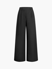 Wijde Pijpen Broek Dames - Solid Wide Leg Broek Zonder Riem Polyester