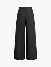 Wijde Pijpen Broek Dames - Solid Wide Leg Broek Zonder Riem Polyester