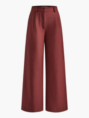 Wijde Pijpen Broek Dames - Solid Wide Leg Broek Zonder Riem Polyester