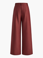 Wijde Pijpen Broek Dames - Solid Wide Leg Broek Zonder Riem Polyester