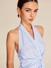 Striped Halter Tie Top