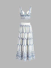 Printed Sleeveless Tie Back Skirt Set