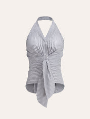 Striped Halter Tie Top