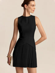 Pleated Hem Mini Dress