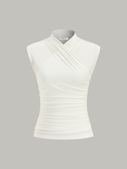 Cross Neck Ruched Fitted Tank Top