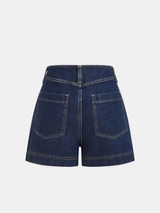 Belted Denim Sleeveless Vest & Shorts Set