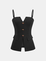 Buttoned Cami Top & Wide Leg Pants Set