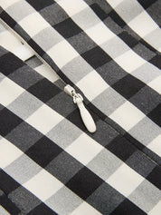 Gingham High-Waisted Pleated Midi Skirt