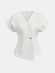 Trendy V-Neck Button Down Blouse