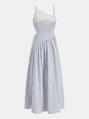 Striped Cut-Out Asymmetric Cami Maxi Dress