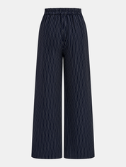 Pinstripe Wrap Tie Top & Wide-Leg Pants Set