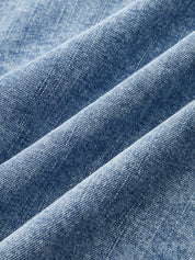 Tie Neck Sleeveless Denim Shirt