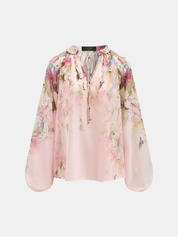 Floral Print Blouse & Belted Shorts Set