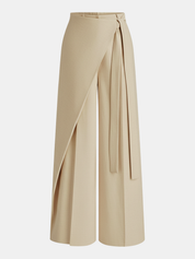 Puddle Hem Asymmetric Wrap Wide-Leg Pants