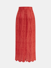 Cotton Eyelet Embroidery Top & Midi Skirt Set