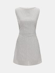 Striped Cotton Sleeveless Mini Dress