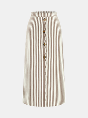 Cotton Striped Sleeveless Top & Midi Skirt Set