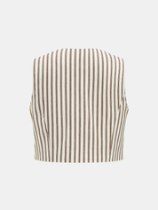 Cotton Striped Sleeveless Top & Midi Skirt Set