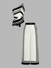 Printed One Shoulder Satin Top & Pants Set