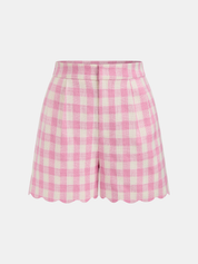 Gingham Scallop Hem Crop Top & Shorts Set