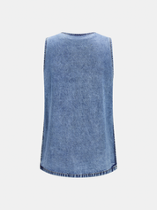 Side Slit Denim Vest & Drawstring Shorts Set