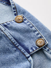 Side Slit Denim Vest & Drawstring Shorts Set