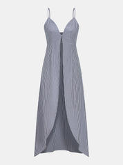 Striped Long Cami Top and Wide-Leg Pants Set