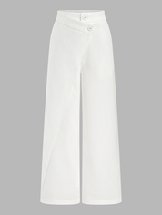 Solid  Asymmetrical Straight Leg Pants Set